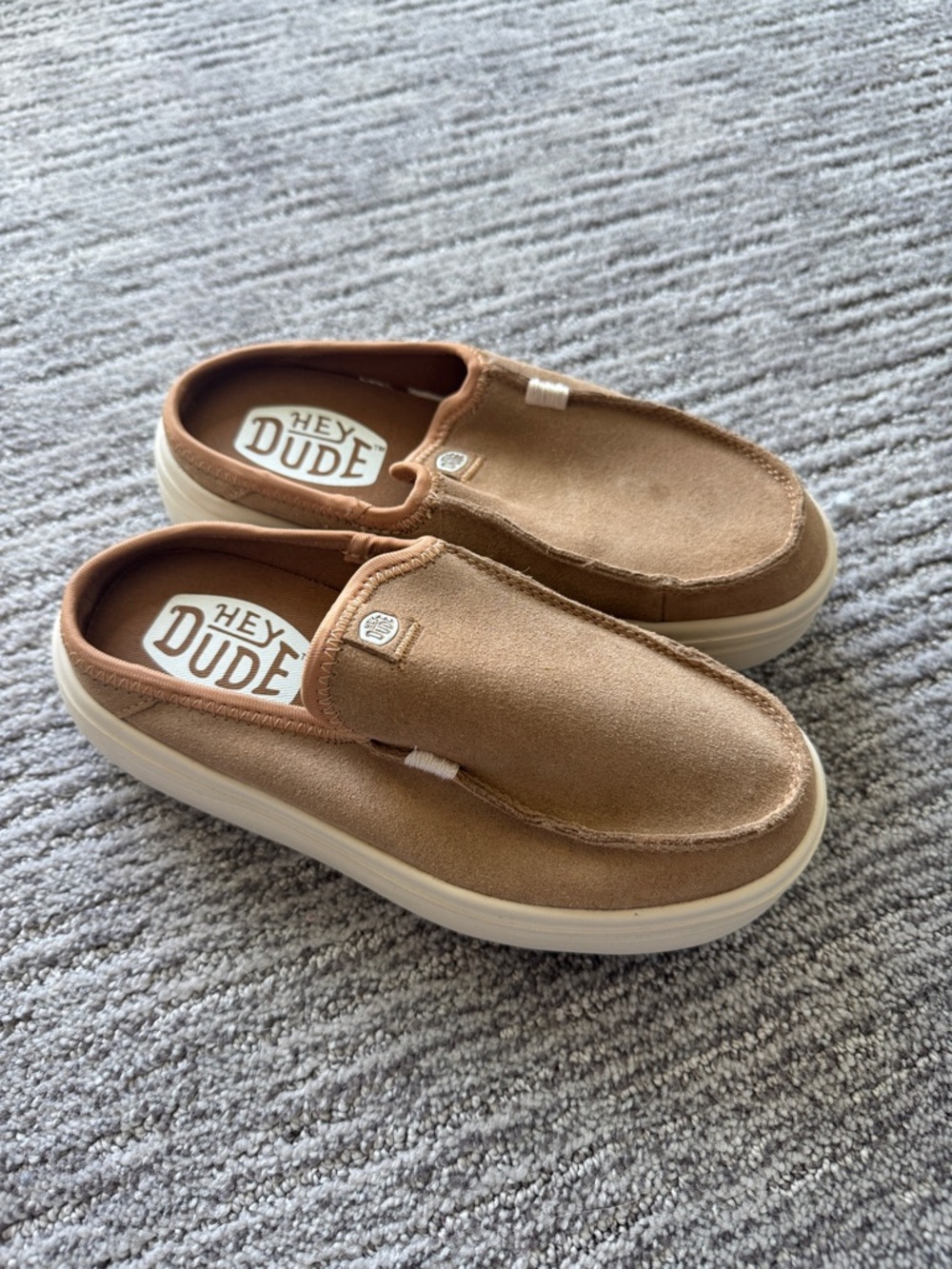 Hey Dude Kids Casual Slip-On Loafers in Tan and Cream